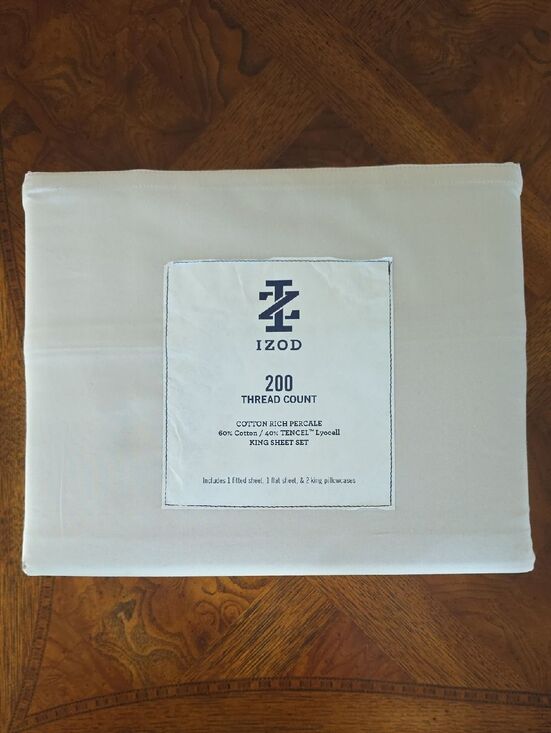 Izod Other - Izod Cream Wind Chime 4-piece King Sheet Set - 200 Thread Count - NEW